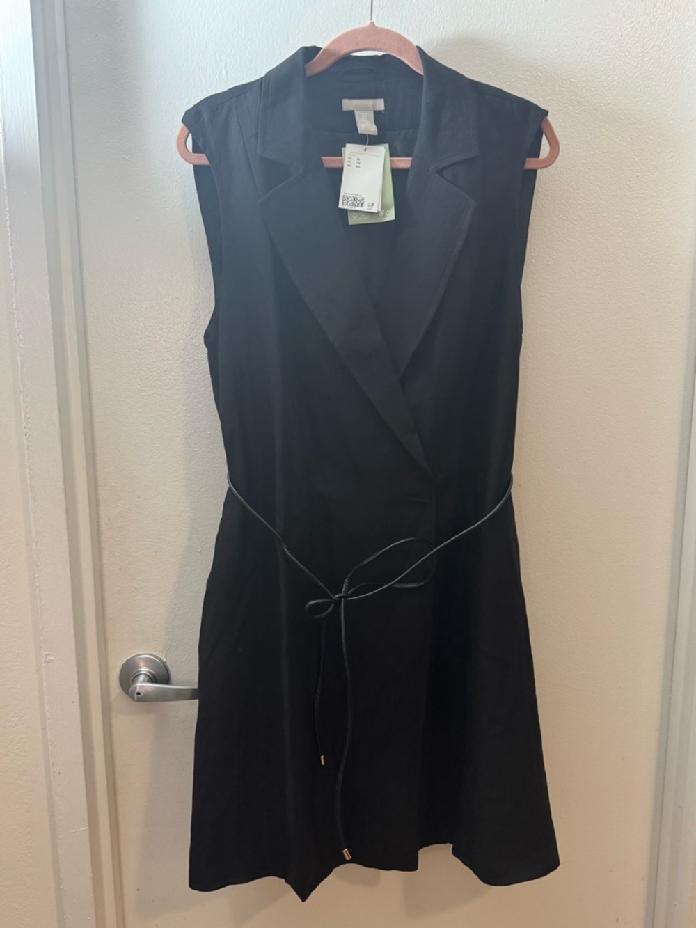 H&M Black Sleeveless Wrap Dress with Tie Waist